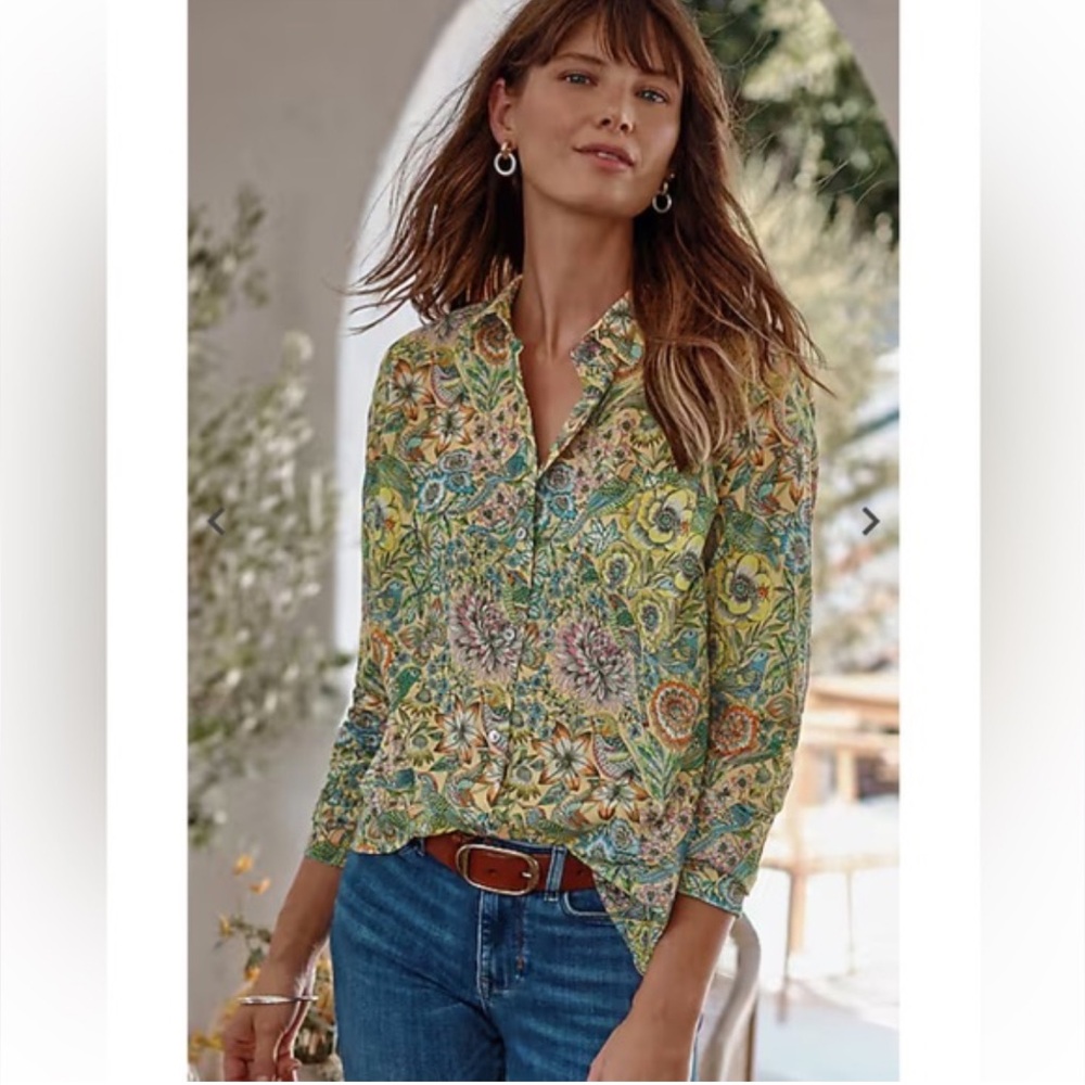 J. Jill Vibrant Floral Button-Up Blouse